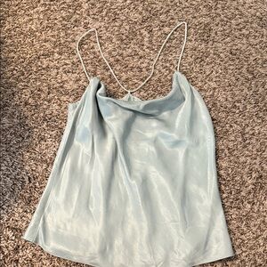 H&M Cowl Neck Light Blue with Crystal Like Straps Women's Top